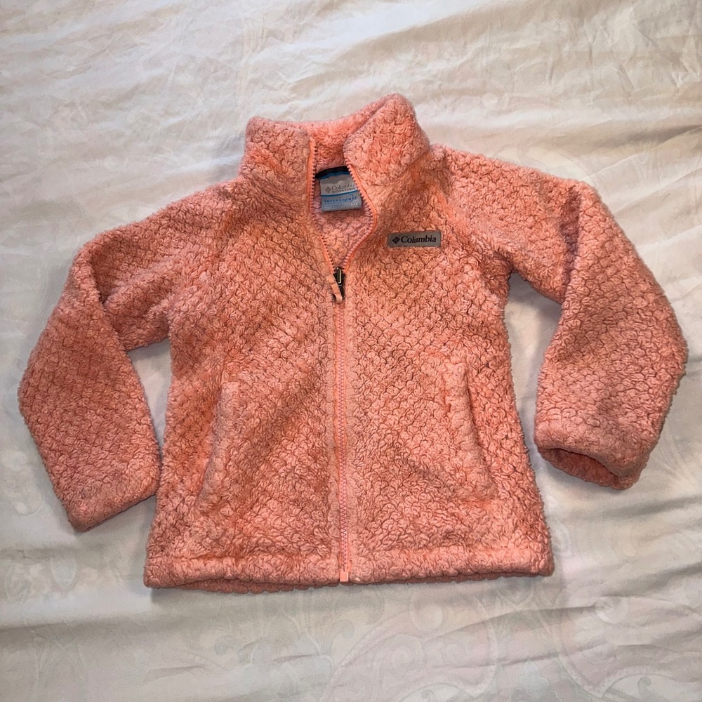 Columbia Girls XXS 4/5 Interchange Fleece Jacket Peach Coral Full Zip Sherpa